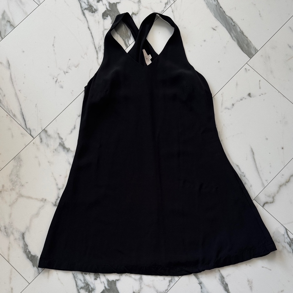 LOFT Black Mini Cross Strap Dress